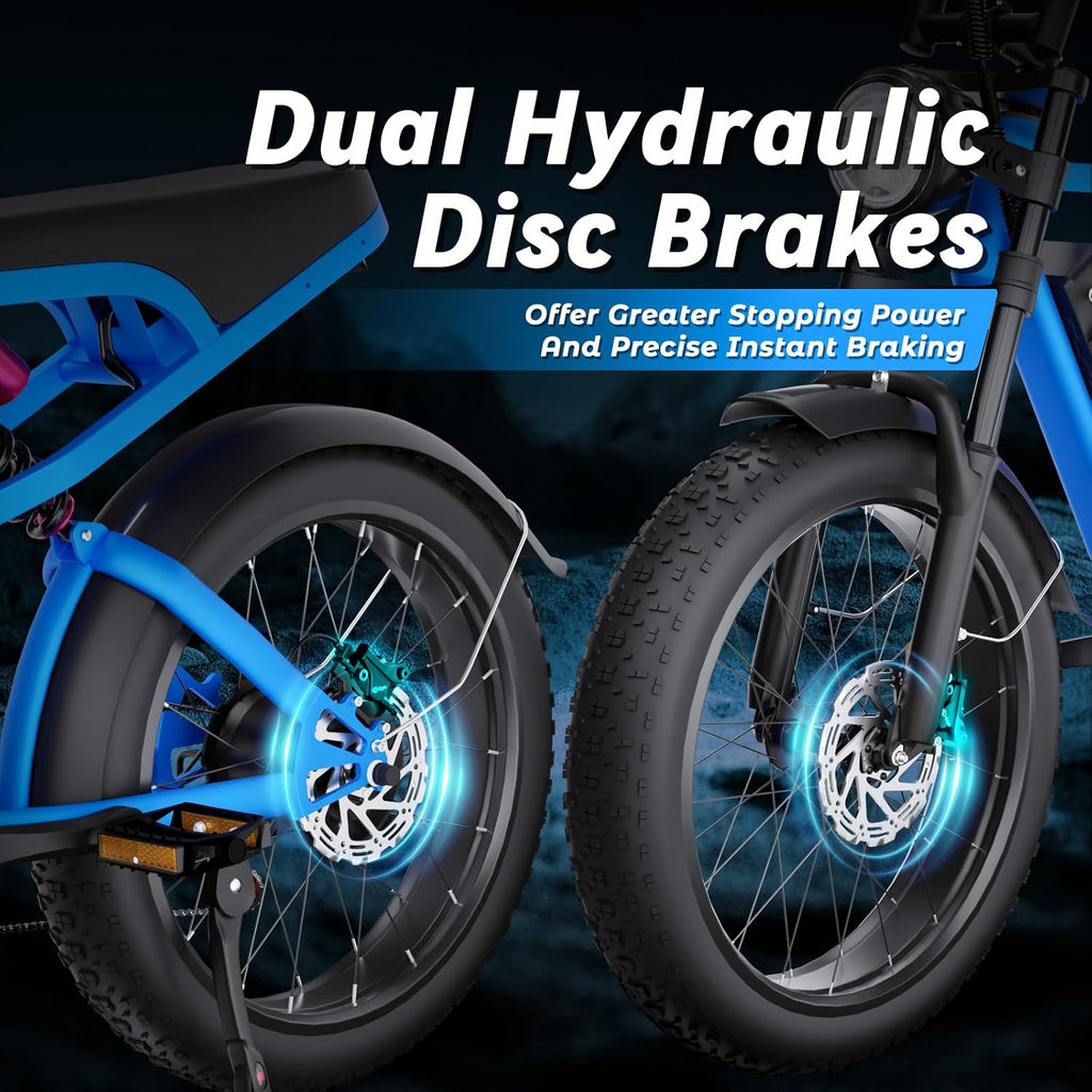 Electric Bike for Adults, 1500W 35MPH 52V, 20AH Battery Ebike, Max 40-60 Miles Electric Motorcycle, 20' Fat Tire Dirt Bike,7-Speed