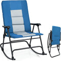 Giantex Camping Rocking Chair Foldable Oversized with Padded Armrest and Seat Folding Lawn Chair 350 lbs Weight Capacity for Outdoor, Patio, Lawn, Backyard, Garden Portable Chair (1, Blue)