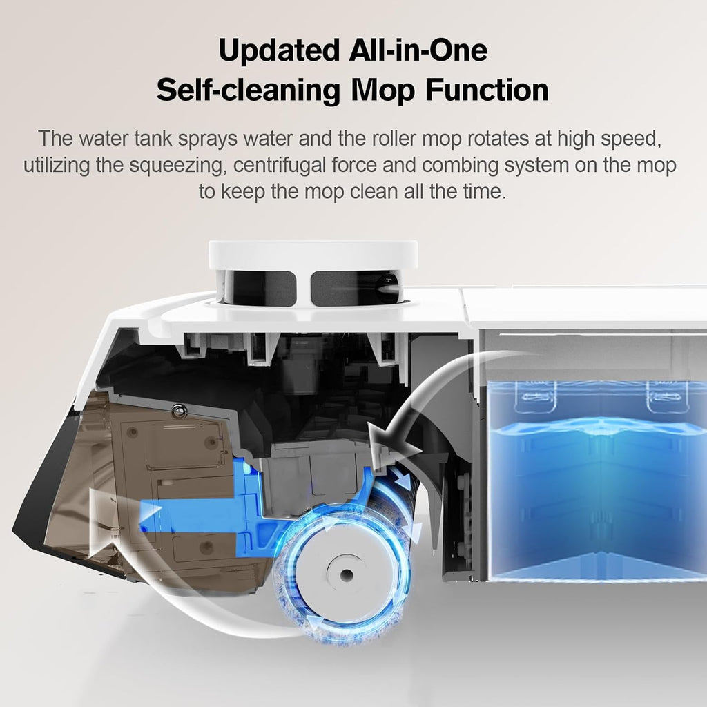 Robot Vacuum and Mop Combo, LiDAR Mapping Robotic Vacuum Cleaner for Pet Hair, Vacuum & Mop at the Same Time, No-Go Zones, Room Select, Multi-Floor Maps, 240-Min Runtime, App & Voice Control (2.4GHz)