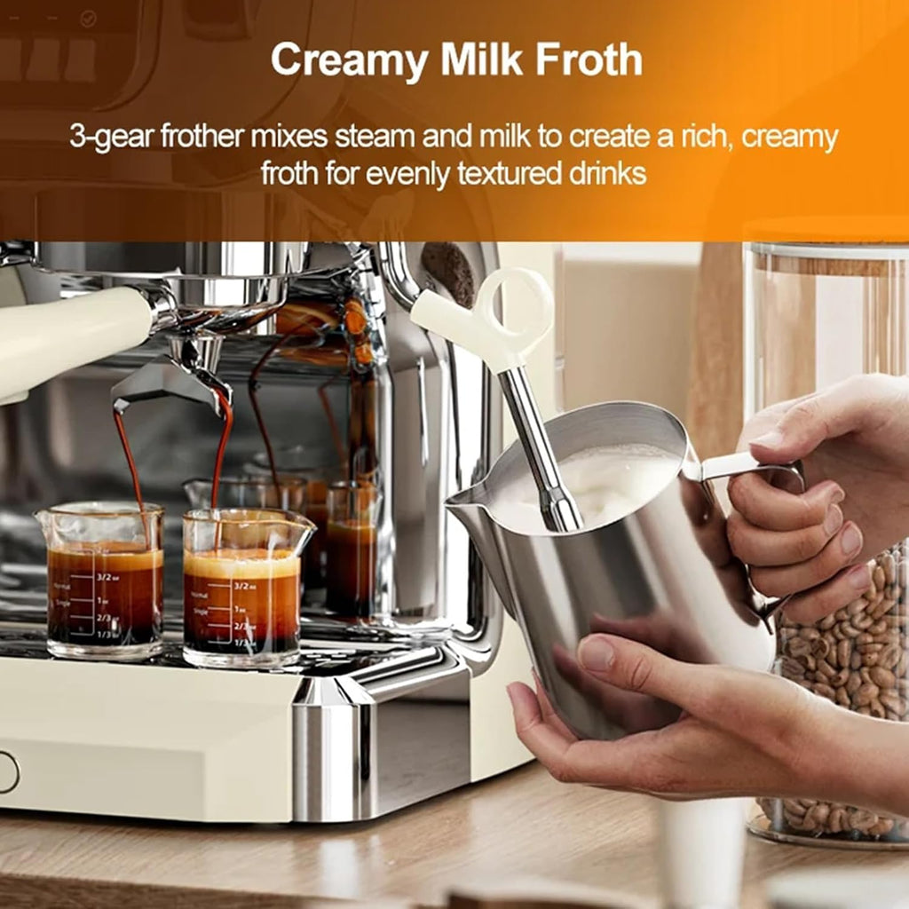 15 Bar Pump Professional Pressure Coffee Maker, Manual Espresso Machine, with Milk Frother/Steam Wand Compact Stainless Steel Coffee Maker