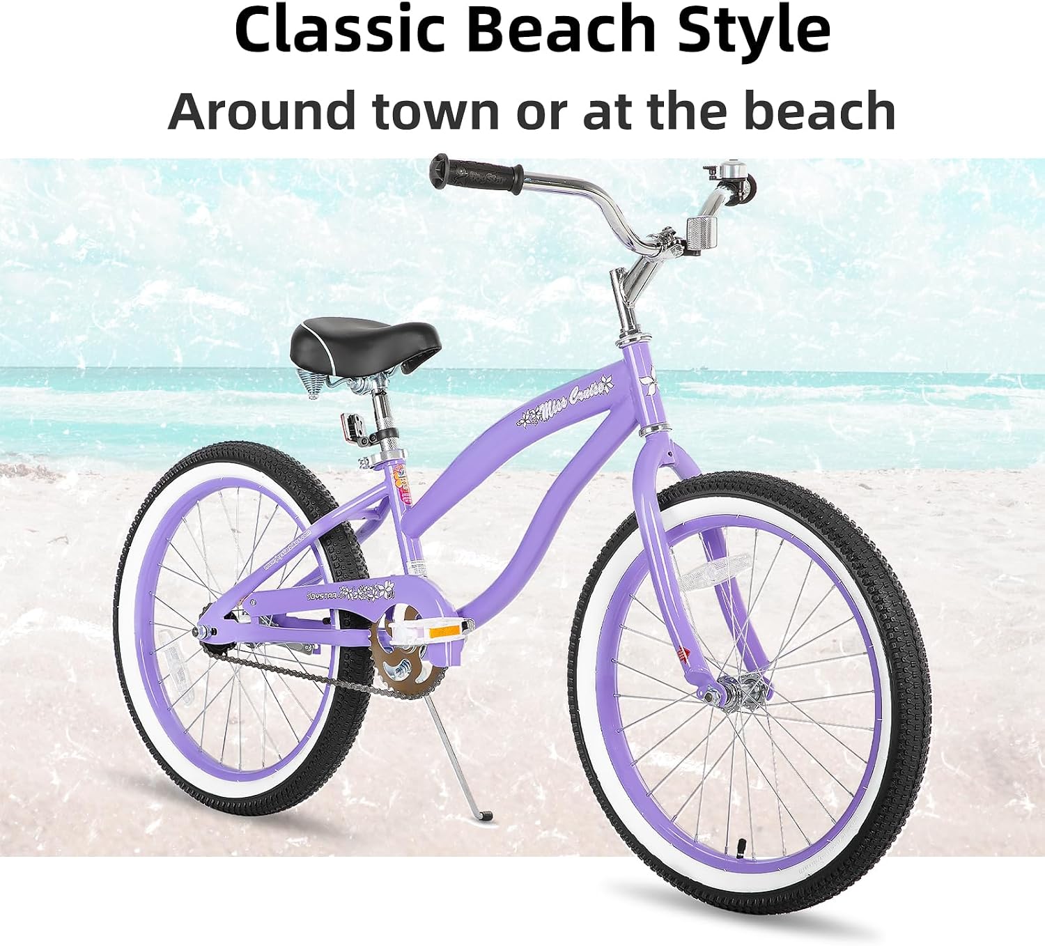 JOYSTAR 20' 24' 26' Beach Cruiser Bike for Girls, Boys, Mens and Womens, Single Speed Kids Cruiser Bikes with Coaster Brake, Multiple Colors