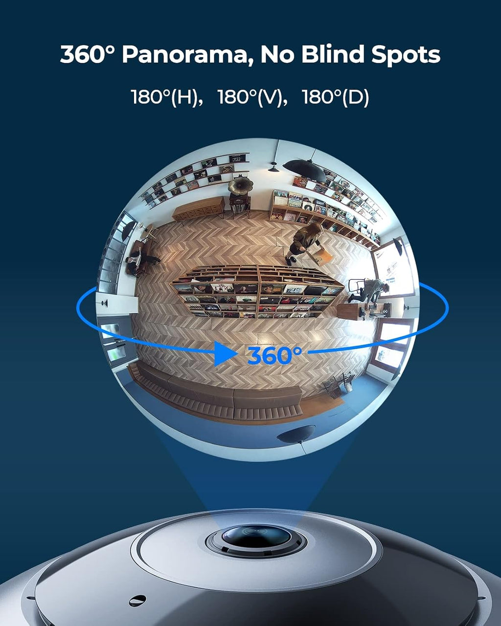 REOLINK Fisheye Camera FE-W with 2K+ 6MP 360° Panorama, 2.4/5GHz WiFi, Bundle Doorbell WiFi Camera with Smart Detection Local Storage, Front Door Camera Home Security, Customized Chime Ring