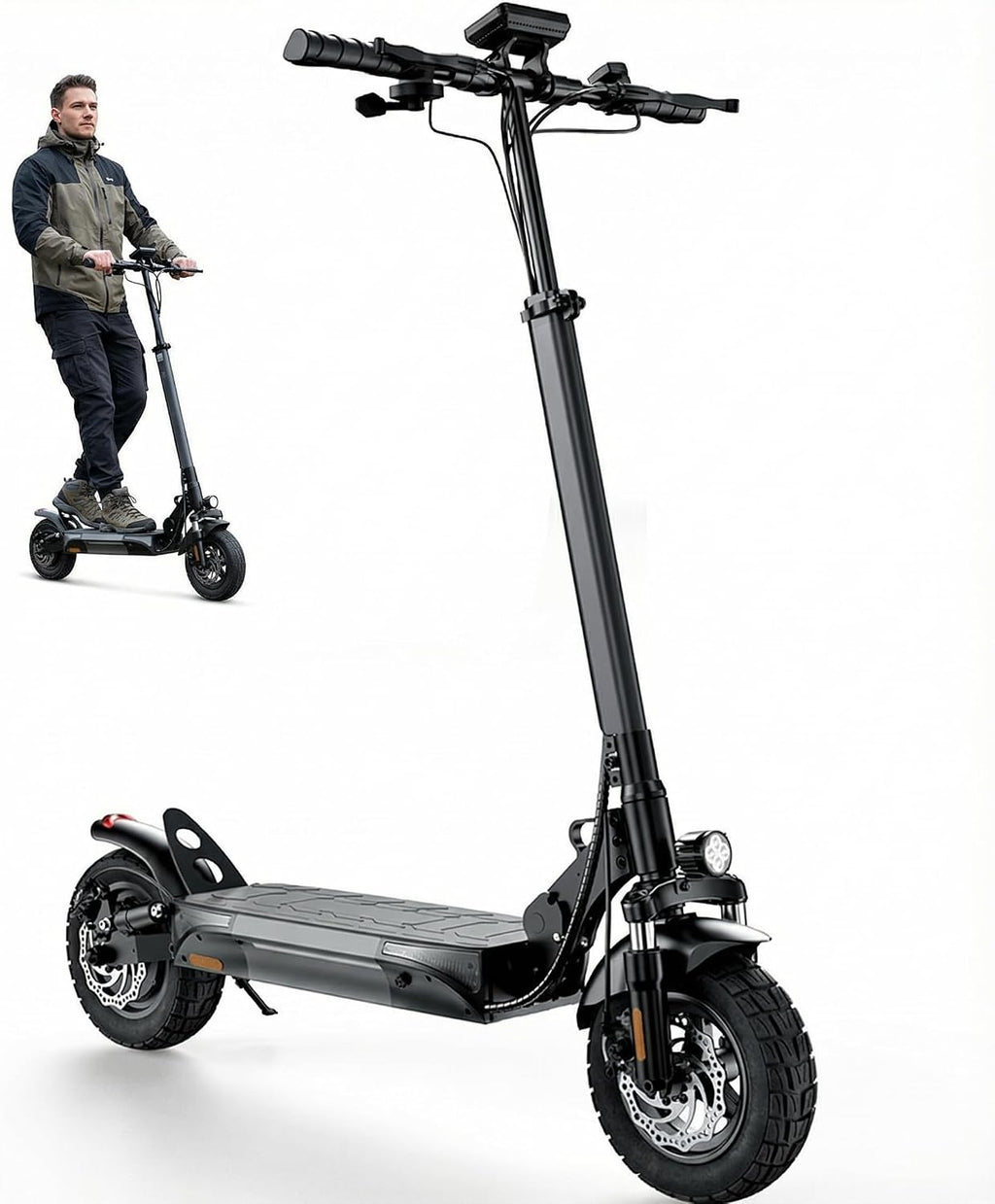Electric Scooter, 28/22 Miles Range, 28/23 MPH Speed, 10' Tire, 1000/500W Powerful Motor, Disc Brake & Smart APP, with Lights, Portable Foldable Commuting Electric Scooter for Adults and Teens