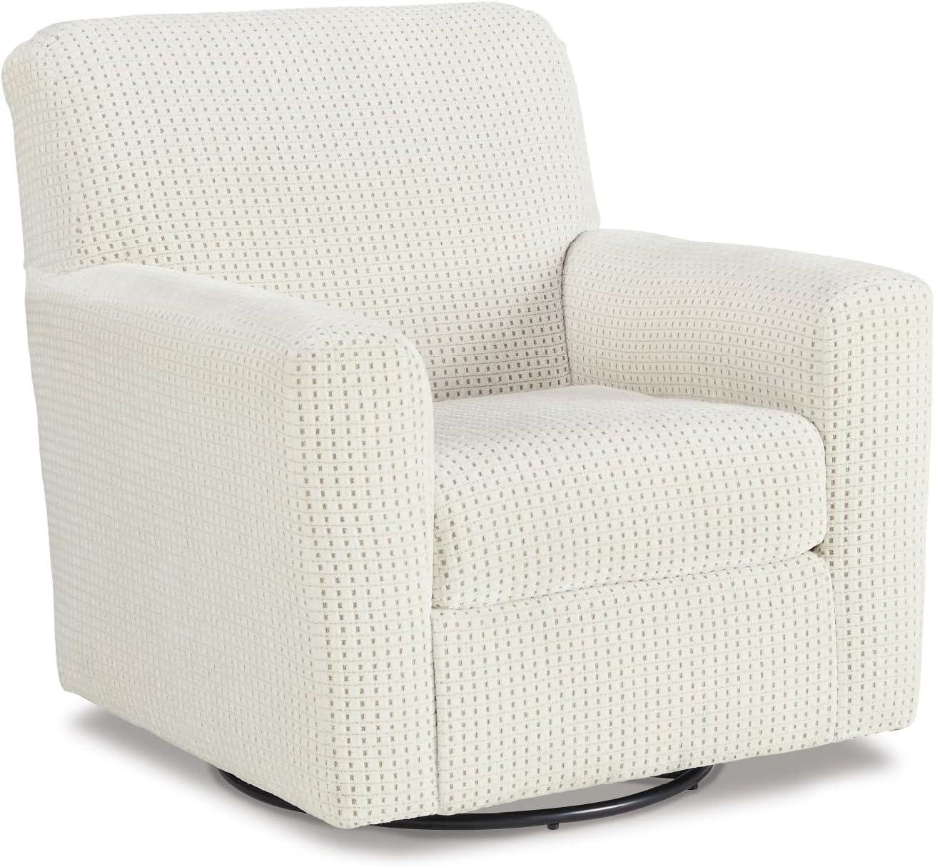Signature Design by Ashley Herstow Casual Polka Dot Upholstered Swivel Glider Accent Chair, White & Beige