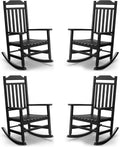 EasyUp Patio Rocking Chair Outdoor,Set of 4,Weather Resistant Poly Resin Oversized Porch Rocker,High Back Smooth Design,Indoor Outdoor Use