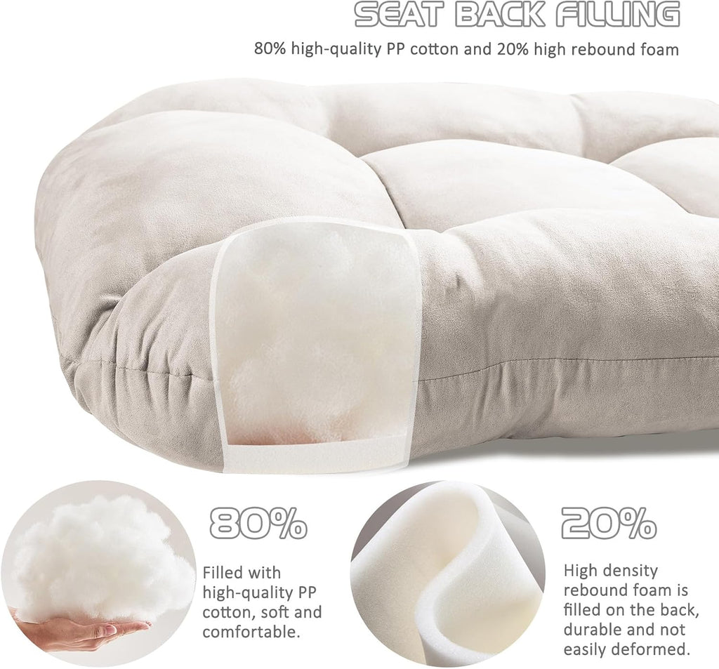 BECHAEO 5PCS Suede Glider Rocker Replacement Cushions with Ottoman Cover Thicken Soft Rocking Chair Cushion Set for Indoor Nursery Glider Rocking Chair, Beige