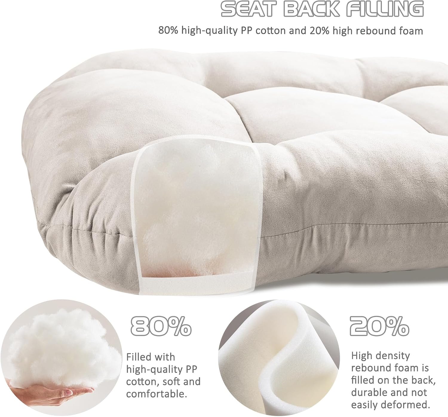 BECHAEO 5PCS Suede Glider Rocker Replacement Cushions with Ottoman Cover Thicken Soft Rocking Chair Cushion Set for Indoor Nursery Glider Rocking Chair, Beige