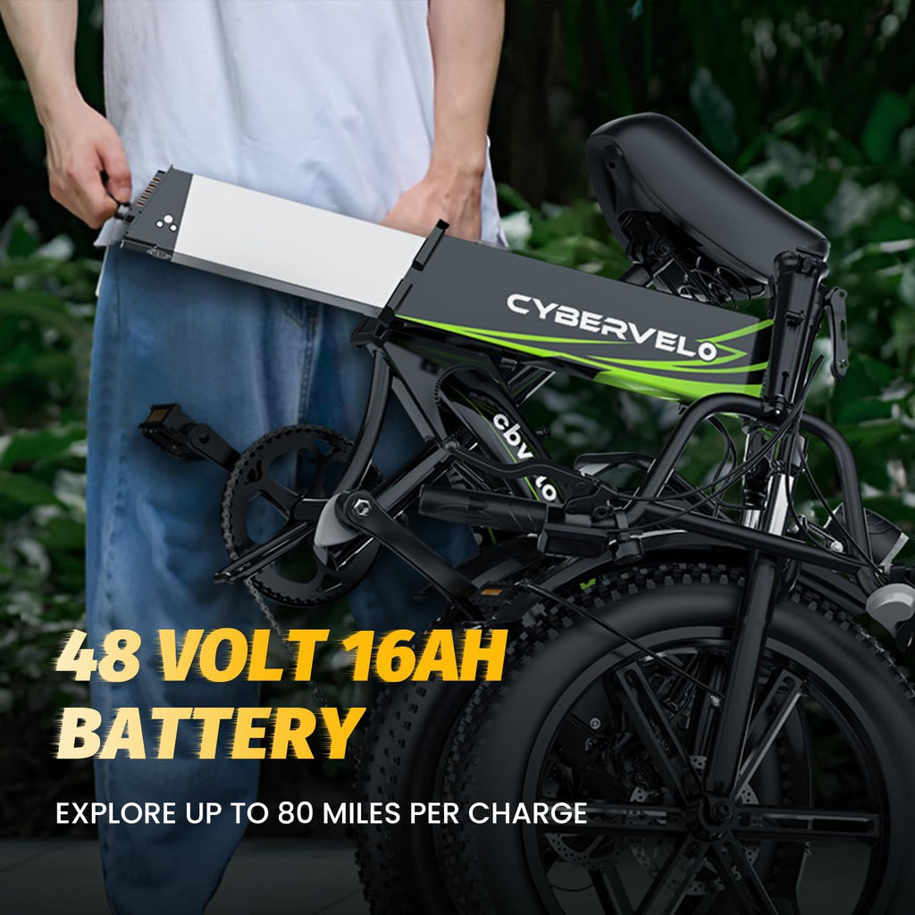 Folding Electric Bike, Removable Large Capacity Battery Ebike,Fat Tire Adult E-Bik,Long Range, Long-lasting Ebike