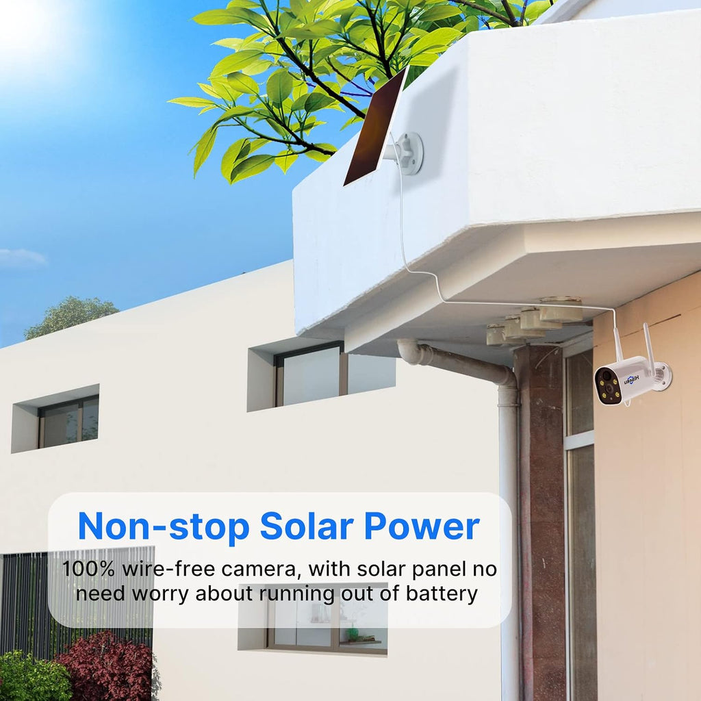 Hiseeu Solar Battery Powered Wireless Security Camera System,100% Wire-Free 3-Cam Kits,2K HD, Spotlight, Color Night Vision, 2-Way Audio, PIR, Wall Mount, Waterproof, Record with 1TB HDD Home Secuirty