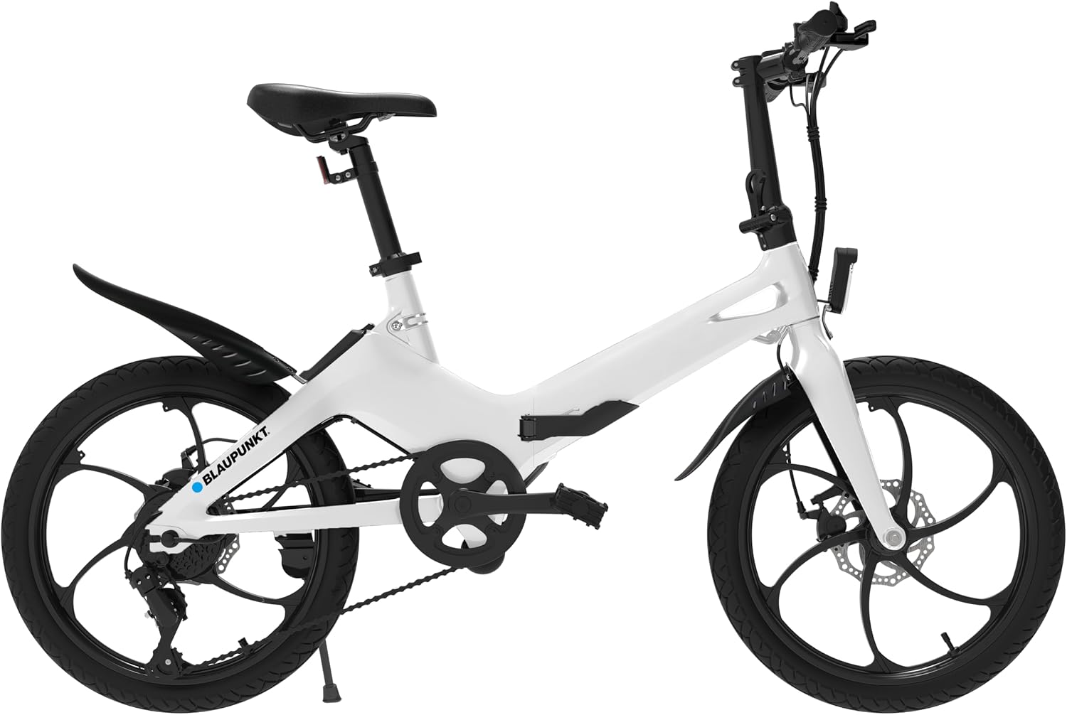 BLAUPUNKT FIENE 20 Inch Folding Electric Bike, Pedal and Throttle Assist, Foldable Step-Through Frame, UL Certified eBike for Adults, Orange/Black