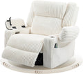 SINCRUMI Power Oversized Swivel Rocker Recliner with Dual Motor Adjustable Headrest for Adults, Glider Rocking Chair with Vibration and Heat, USB A&C Ports, Armrest Storage, Cup Holder, Cream White