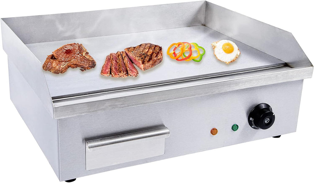 Commercial Electric Griddle, 3000w Stainless Steel Teppanyaki Grill Indoor Outdoor, Countertop Flat Top BBQ Plate with Thermostatic Control