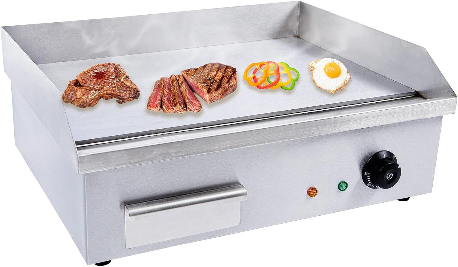 Commercial Electric Griddle, 3000w Stainless Steel Teppanyaki Grill Indoor Outdoor, Countertop Flat Top BBQ Plate with Thermostatic Control