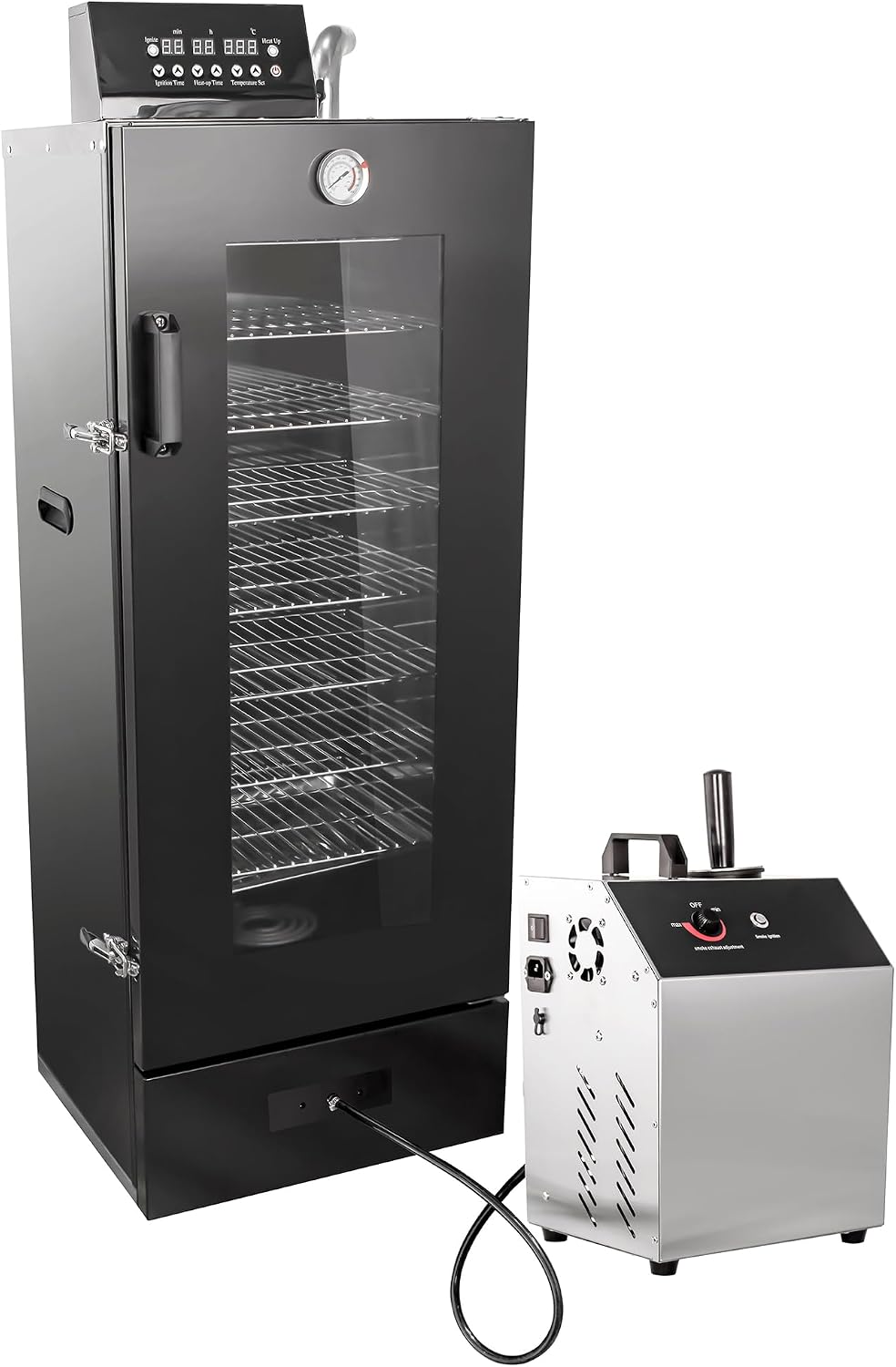 CLIVIA 8-Layer Electric Smoker with View Window, 1600W Vertical Digital BBQ Smoker, Front Loading Wood Chip Tray, 0-24H Timer & 86-257°F Temp Control, Meat Smoker for Jerky, Sausage, Fish (DSH-S45D)