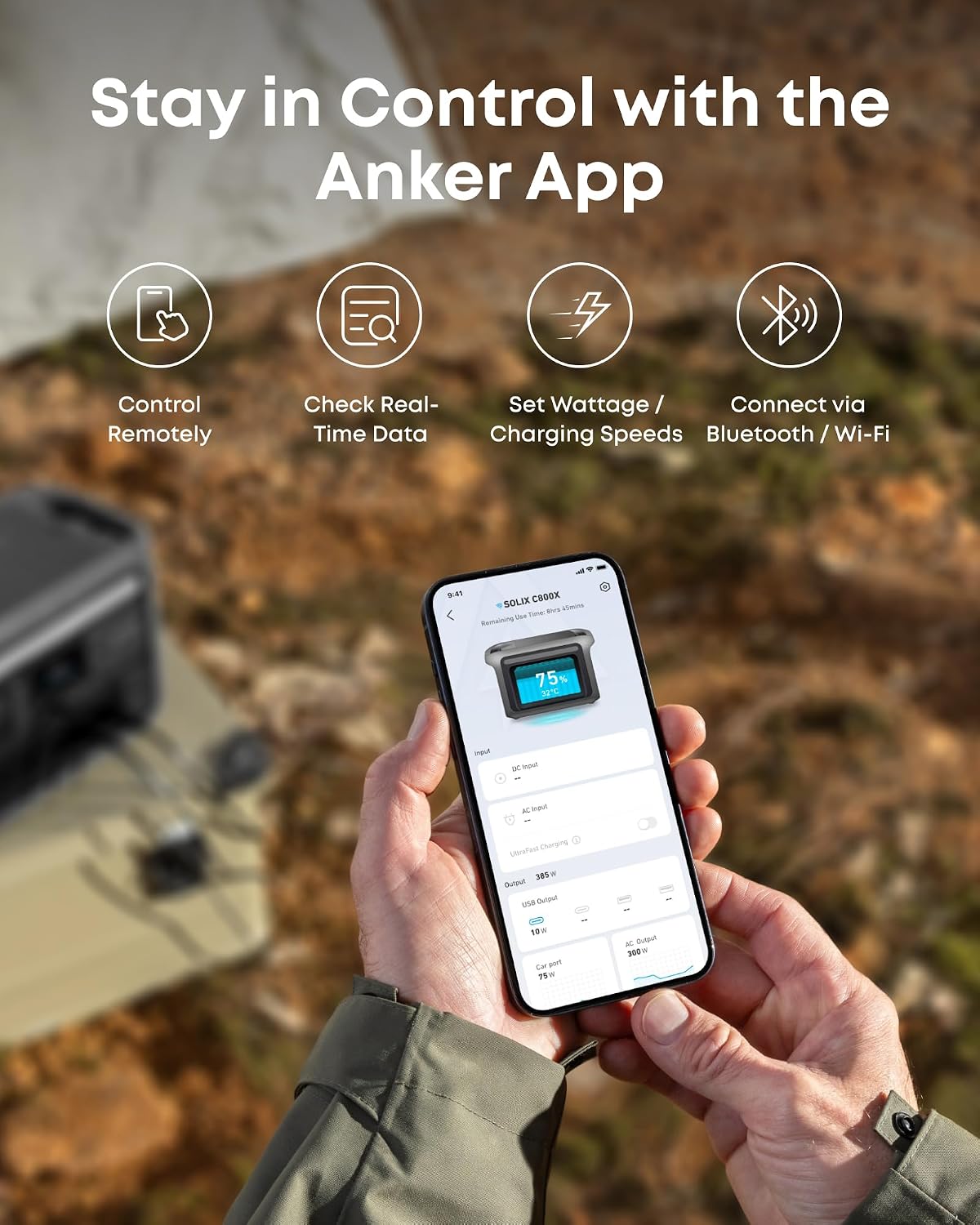 Anker SOLIX C800X Portable Power Station with 100W Solar Panel, 1200W Solar Generator with Camping Lights, 768Wh LiFePO4 Battery for Outdoor Camping, RVs, Road Trip, and Power Outages