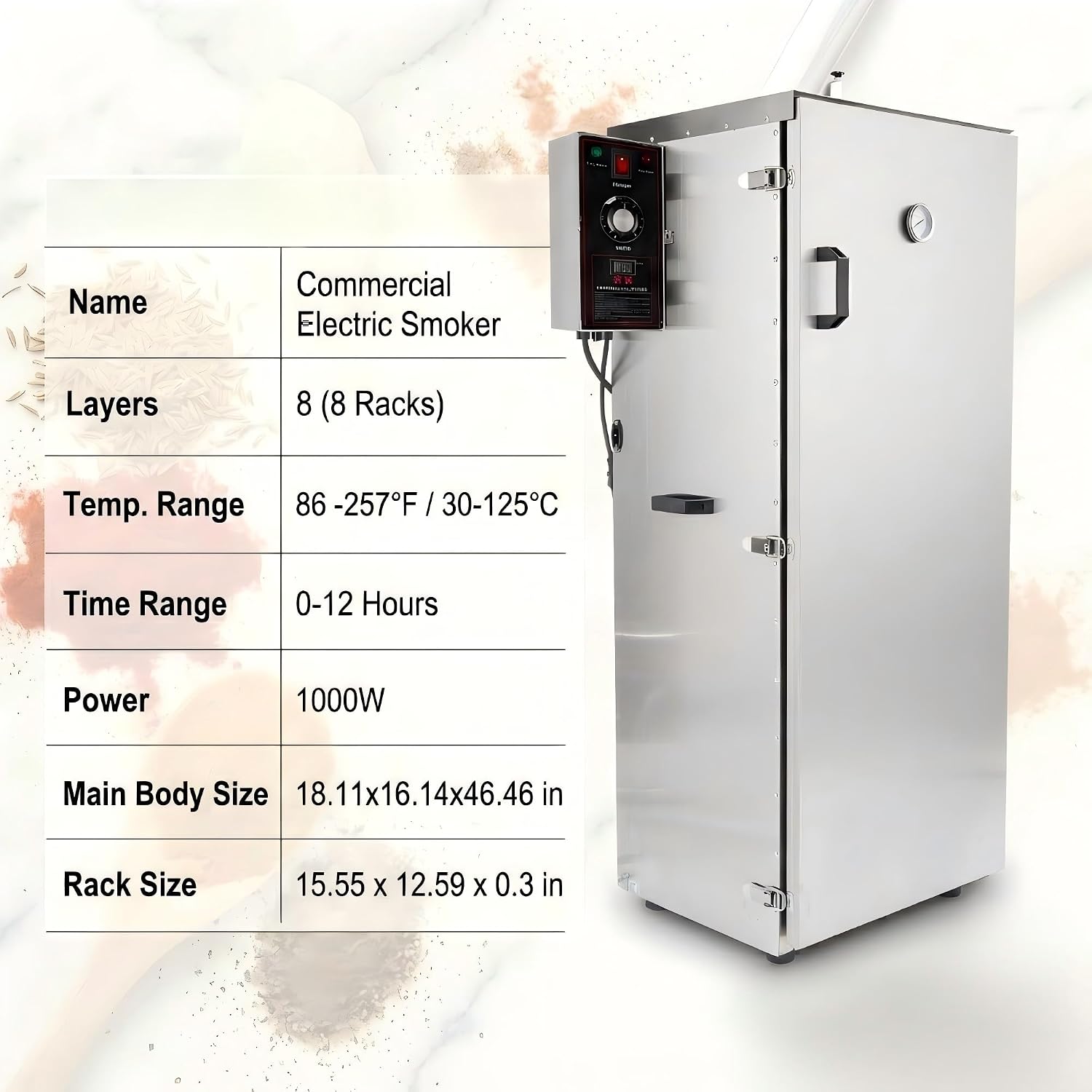 CLIVIA Electric Vertical Smoker, 8 Layers Outdoor Digital BBQ Smoker Oven with Adjustable Temperature&Time Controller, Barbecue Cooking, Grilling Smoking for Fish, Sausage, Jerky (DSH-S50B)