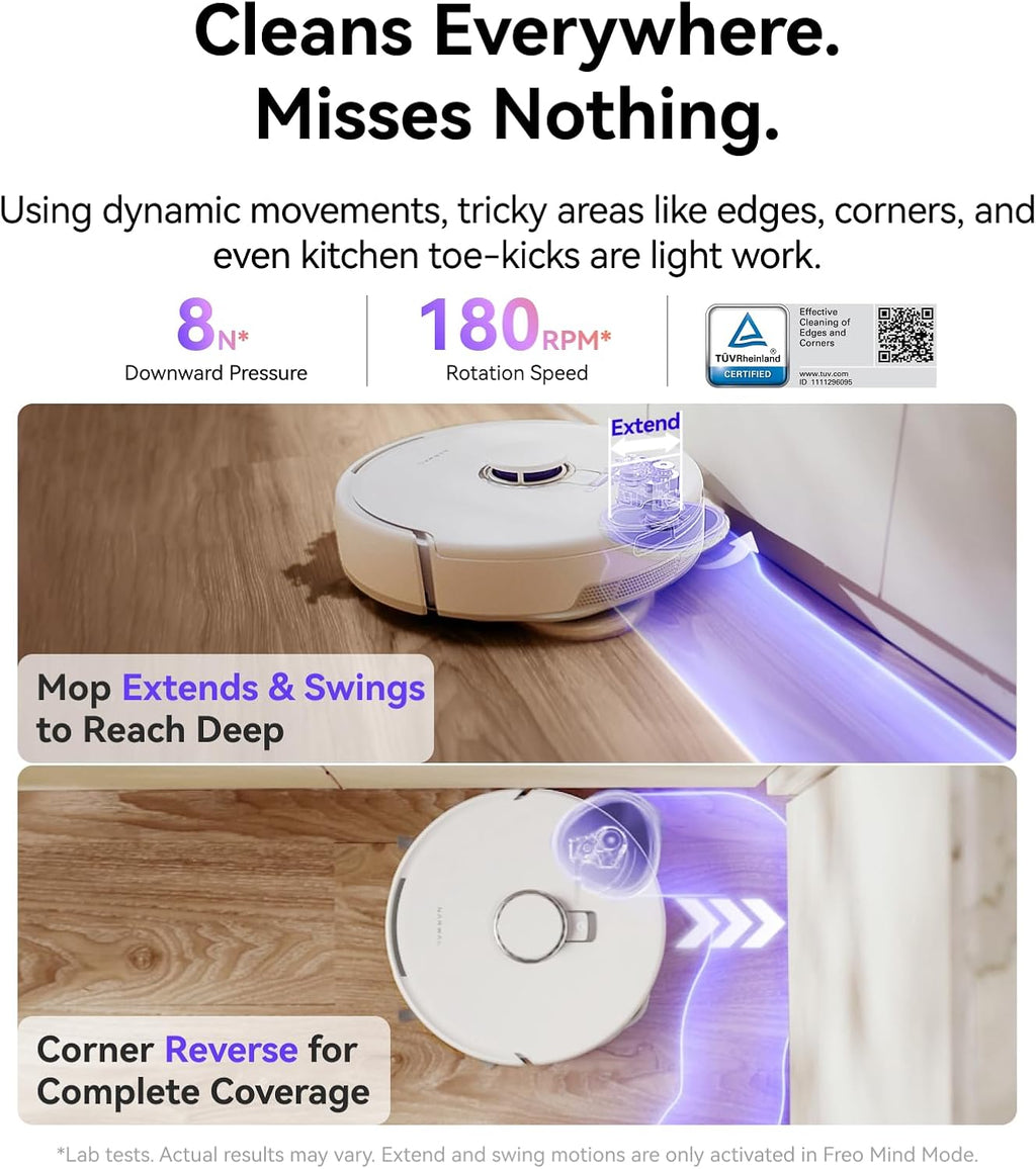 NARWAL Freo Z10 Robot Vacuum and Mop Combo, Tangle Free Robot Mop, 15,000Pa Suction, Adapts to Hard-to-Reach Areas,Self-Emptying,Mop Washing & Drying, Obstacle Avoidance,for Pet Hair & Floor (Renewed)