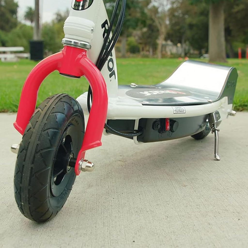 Razor E200 Electric Scooter for Teens & Adults - 12 MPH High-Torque Motor, 40 Min Ride Time, 154 lbs Max Weight, 8' Pneumatic Tires, Steel Frame, White