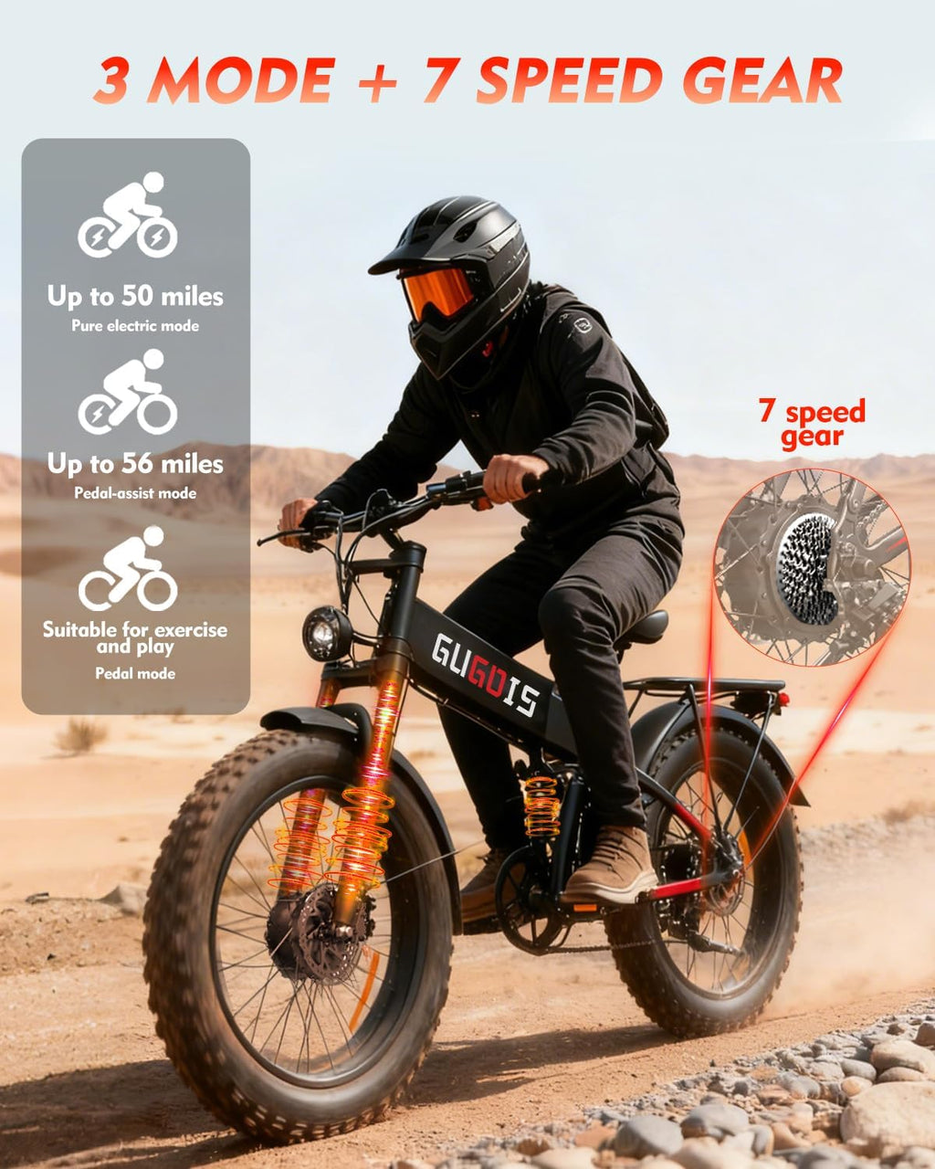 Rakowe Folding Electric Bike for Adults, 3000W Peak Dual Motor Ebike, 26' Fat Tire E-Bike, 48V Battery, Up to 35MPH & 60 Miles, All-Terrain, UL Certified, Suspension Electric Dirt Bike
