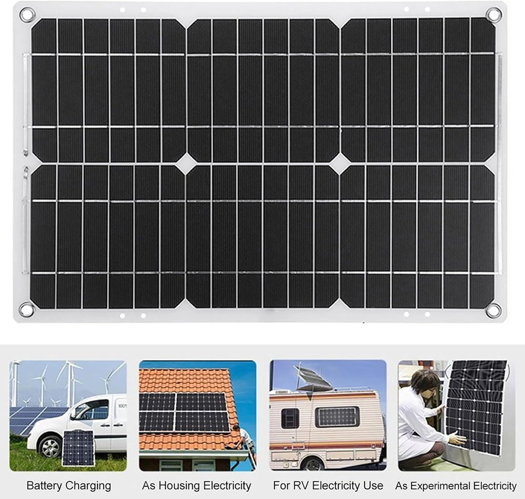 6000W 12V to 110V/220V Solar System Combination Inverter Solar Panel Kit Solar Generator Home Grid System 30A Controller + 18w18v Solar Panel(12V-220V)