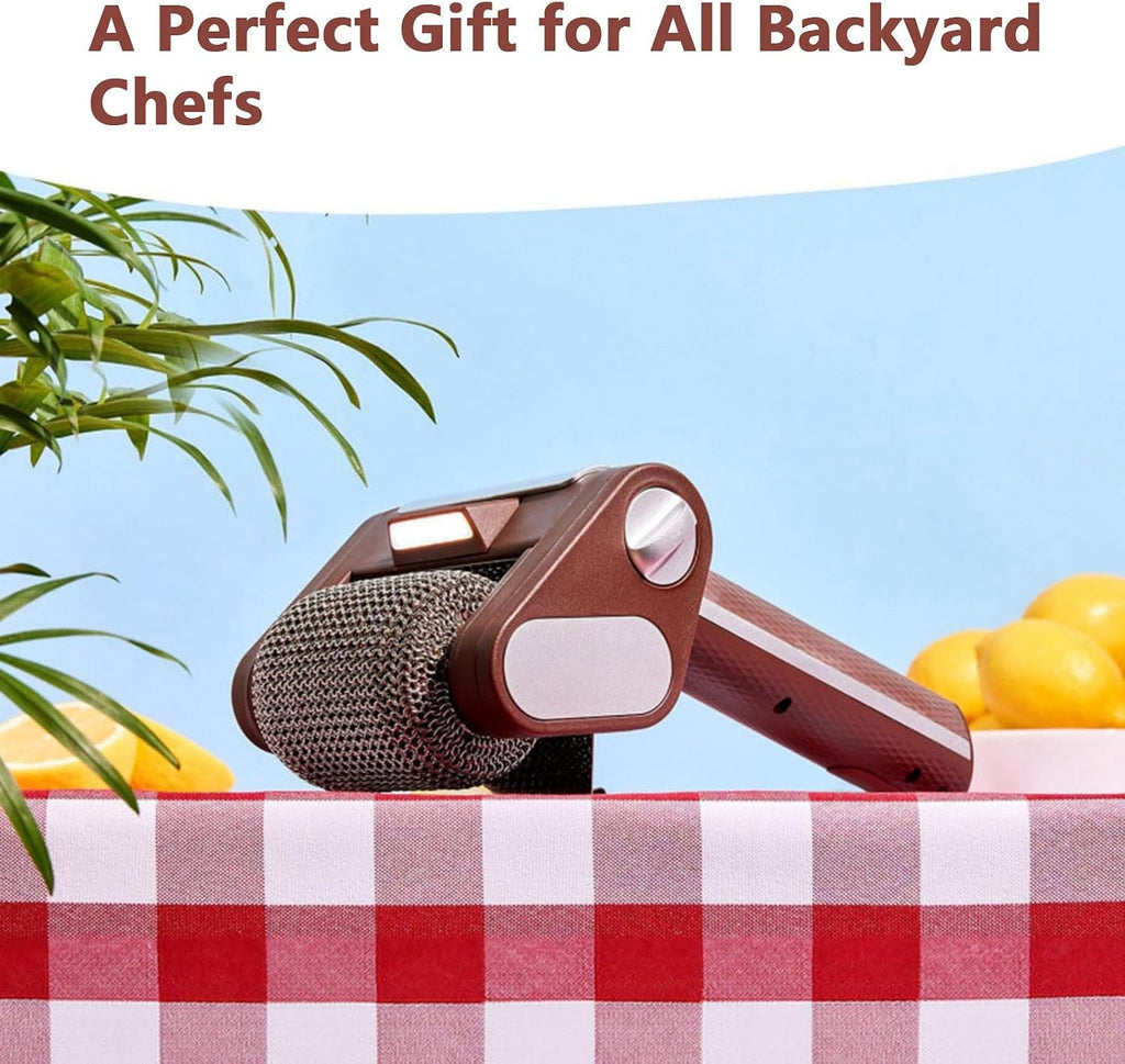 Electric Grill Cleaner Spinning Grill Brush Cordless Electric Grill Brush with Led Light Removable Stainless Steel Drum,Suitable for Blast Away Burnt-On Food