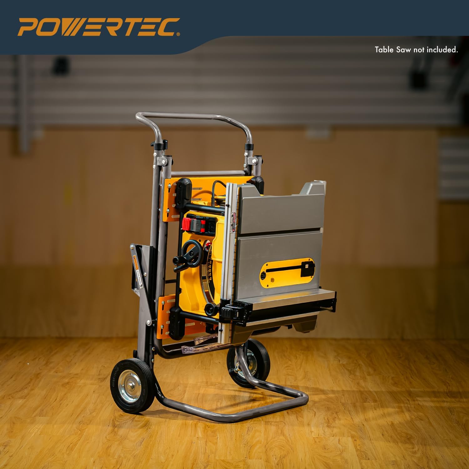 POWERTEC Table Saw Stand with 8-Inch Jobsite Wheels, Upright Folding Design, 330Lbs Load Capacity, Multiple Adjustable Mounting Options (MT4009V)