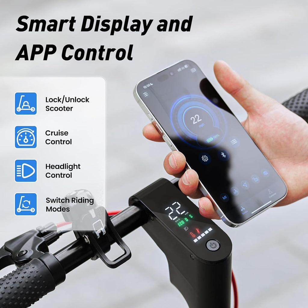 Electric Scooter, 23 Miles, 22 MPH Top Speed Electric Scooter for Adults, 500W Powerful Motor,10'/8.5' Pneumatic Tires Commuting Scooter, Foldable Escooter for Commuting & Campus Use