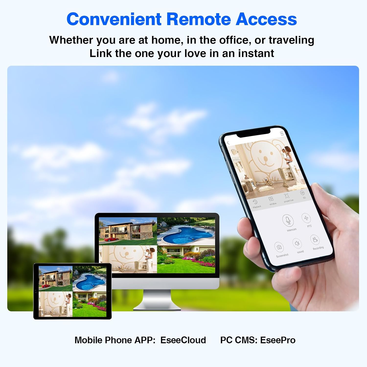 Wireless Security Camera System with 12' Monitor, Human Detection, Floodlight, Siren Alarm, 2-Way Audio, 4PCS 5MP Camera, Expandable 16CH NVR, Home Business Surveillance, 3TB HDD