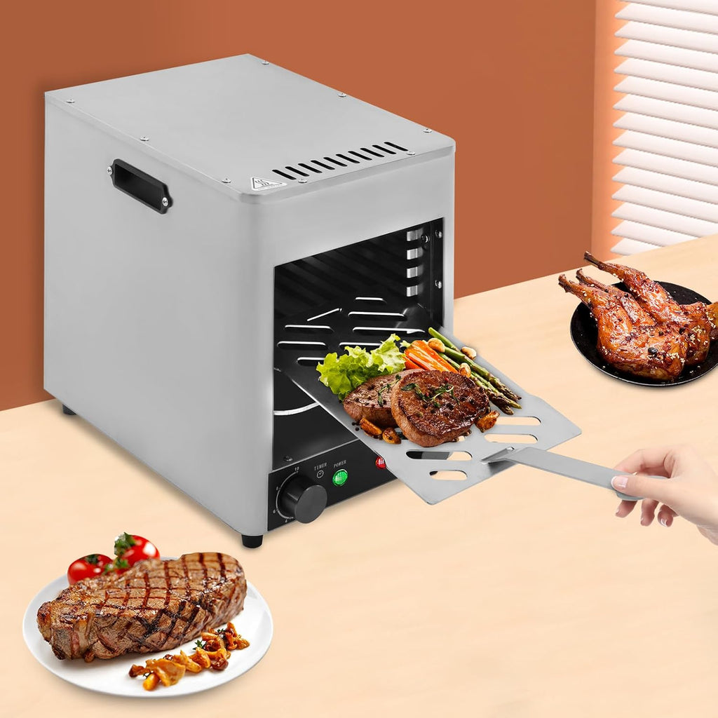 1700W Electric Steak Oven, Commercial Steak Broiler Stainless Steel Steak Grill Machine with Handle, Steak Grill Oven Steak Stove for Beef, Pork, Chicken, Vegetables, 110V 60Hz