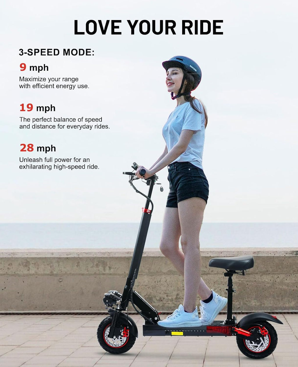 Offroad Electric Scooter Adults with Seat - 28-34 Miles Long Range & 25/34 Mph Fast Electric Scooters, 1200W All Terrian Escooter for Adult,Height Adjustable,Dual Suspensions Foldable Scooter