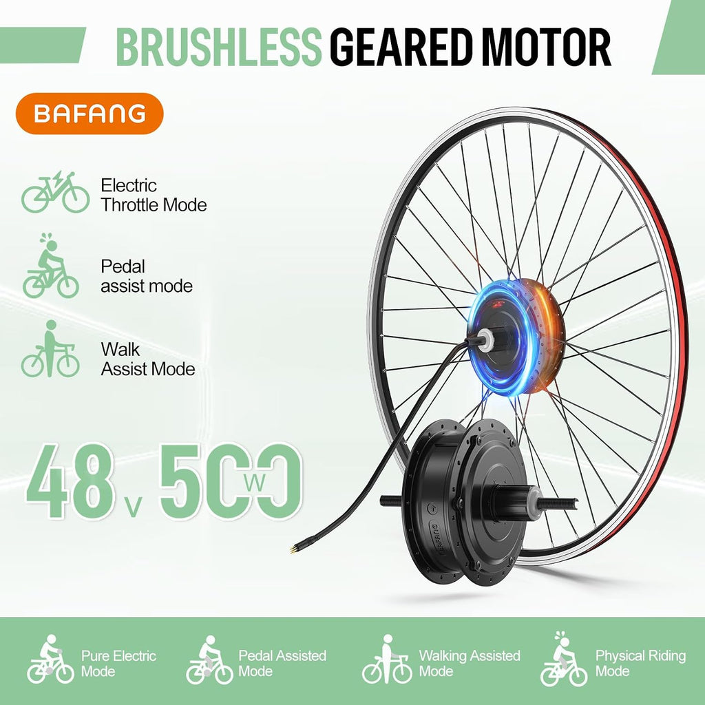 BAFANG 48V 500W/750W Rear Hub Motor Kit 20'/26'/27.5'/700C Rear Wheel Electric Bike Conversion kit Ebike Conversion Kit with Optional Battery&Display