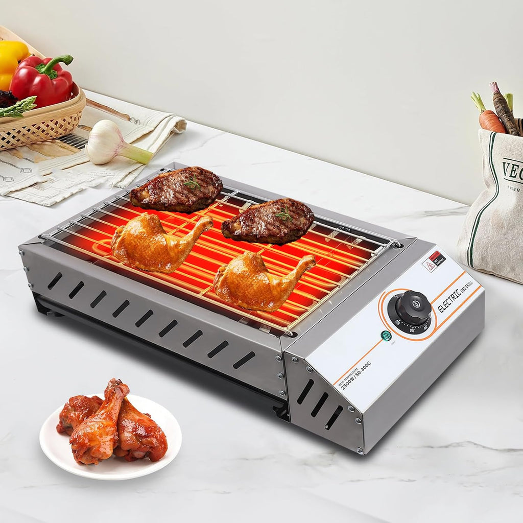 Electric BBQ Grill 2500W Table Top Smokeless Indoor Outdoor Grill - Adjustable Temperature Barbecue Equipment for Decks, Patios, Restaurants, Parties