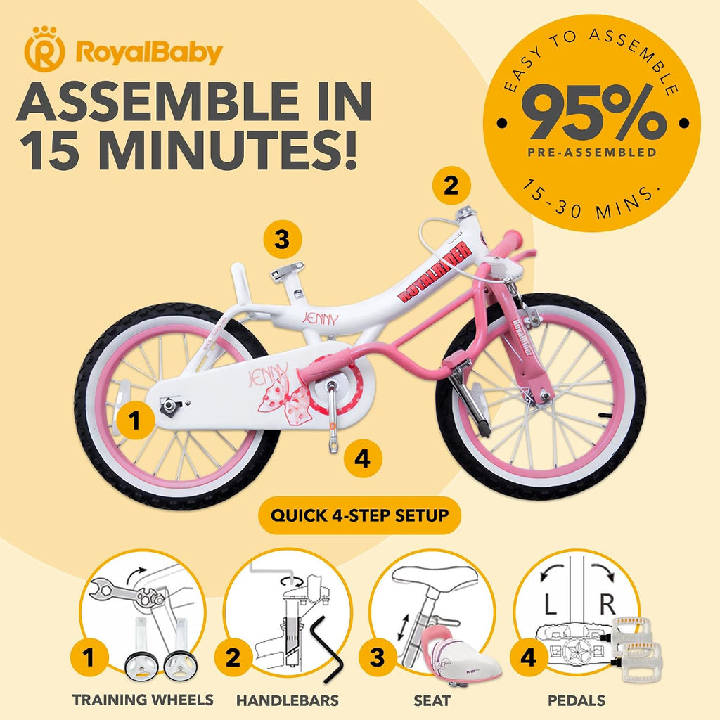 Royalbaby Princess Girls Kids Bike 12 14 16 18 20 Inch Children Bicycle with Basket for Age 3-12 Years