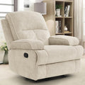 Manual Rocker Recliner Chair for Adults, High Back Glider with Deep Seat, Upholstered Fabric Armchair for Living Room & Nursery, Beige