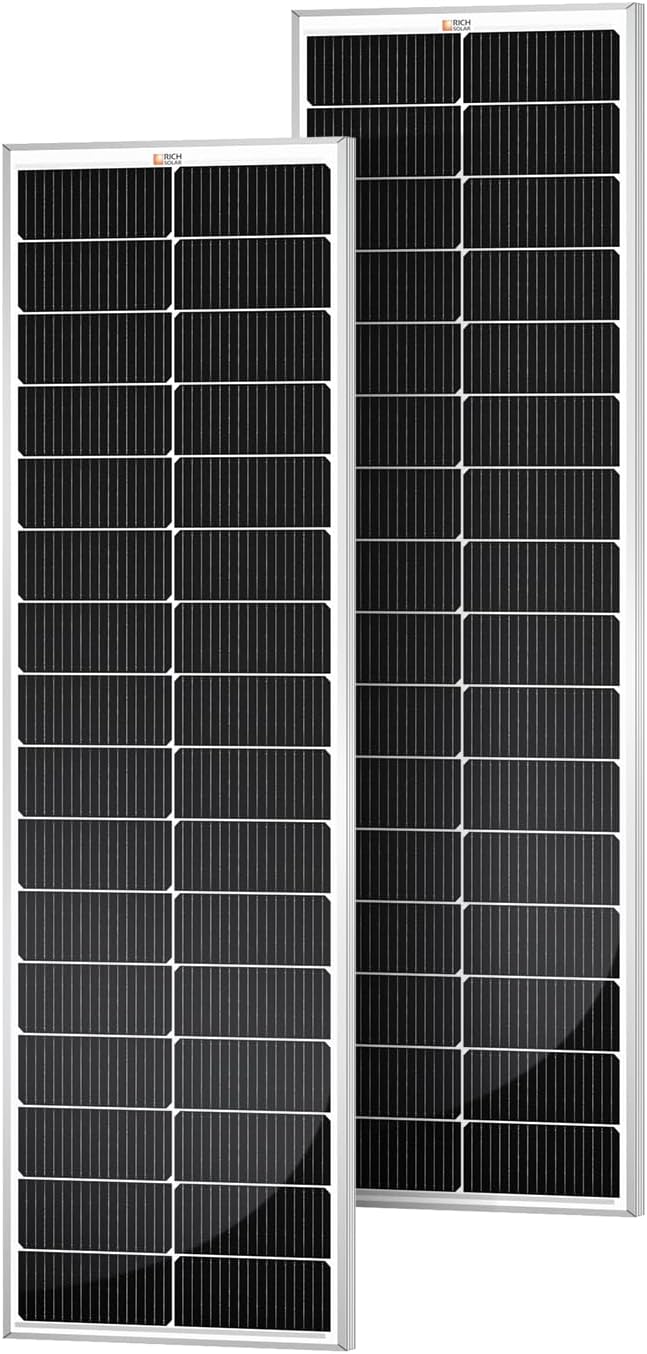 RICH SOLAR MEGA 100 Slim 2 Pack of 100 Watt Monocrystalline Solar Panel for RV, Trailer, Motorhome