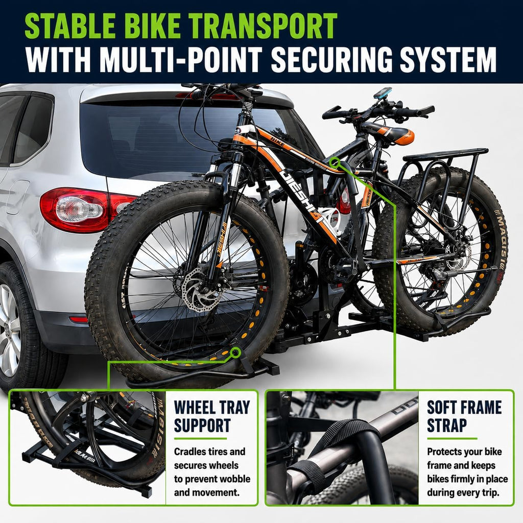 Bike Rack Hitch, 2 Bike Rack for Hitch, Hitch Mount Bike Rack for Car SUV Truck, 160 lbs Capacity, Foldable Tilt-Away Trailer Hitch Bike Rack for E-Bikes and Fat Tire Bikes, Fits 2' Receiver