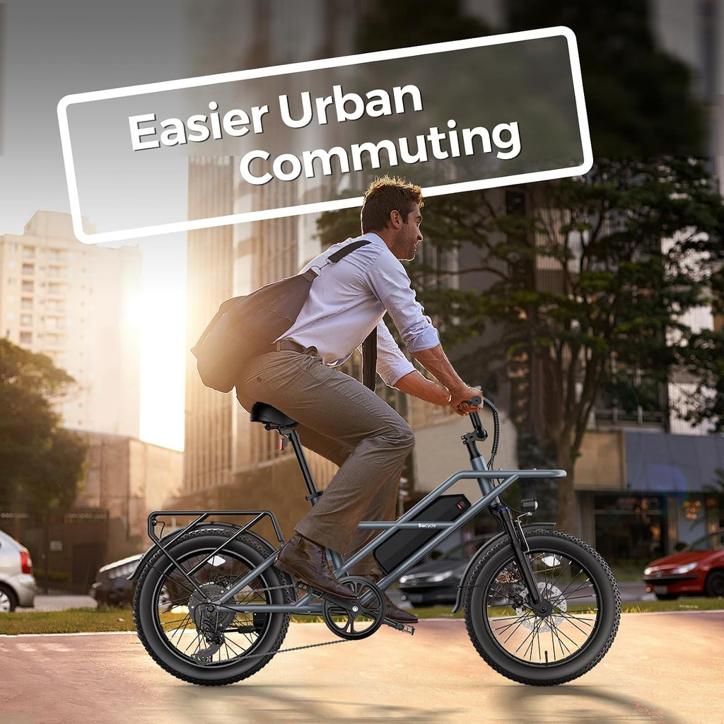 Baicycle 1800W Peak Electric Bikes for Adults 20' Fat Tire E Bike with 90 Miles(PAS) Max Range 28 MPH Electric Bicycle Step-Thru Ebikes with 48V Removable Battery 7 Speed Ebike