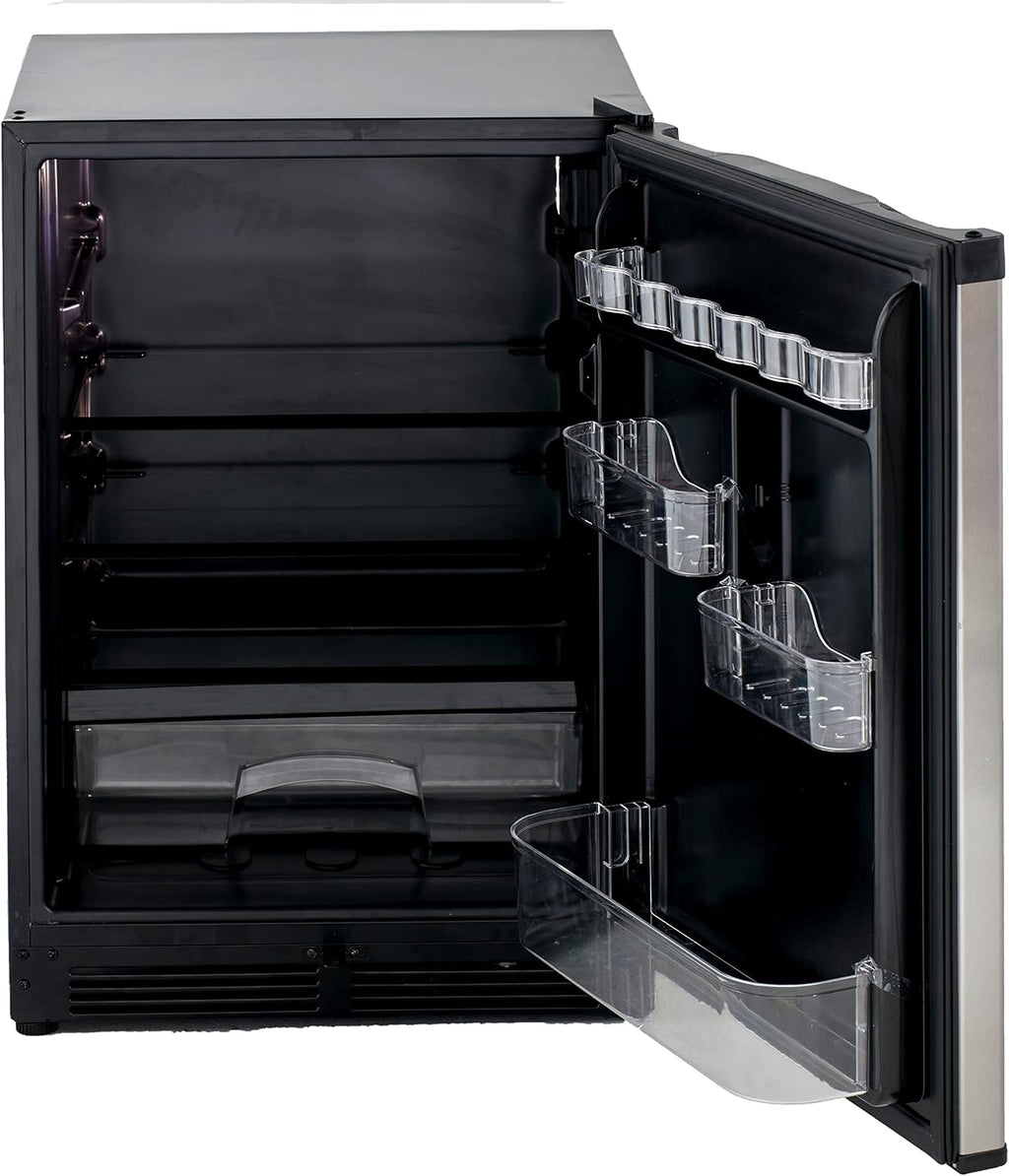 Avanti Mini Fridge Compact Refrigerator for Office or Dorm with Reversible Door with Security Lock, Adjustable Glass Shelves and Adjustable Temperature Control and Auto Defrost, 5.2-Cu.Ft., Stainless