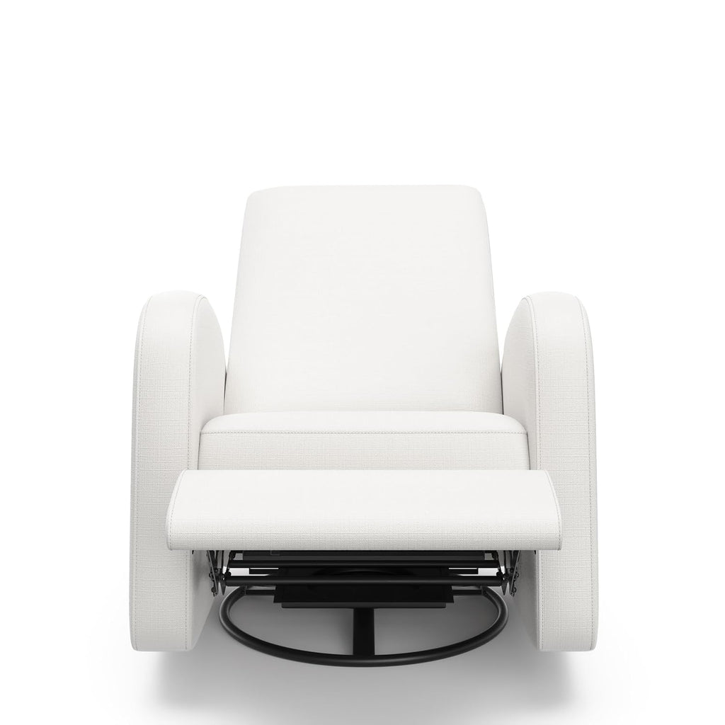 Storkcraft Santa Monica Power Recliner Swivel Glider (Ivory Basketweave) – Effortless Electronic Power Recline, USB-A & USB-C Charger