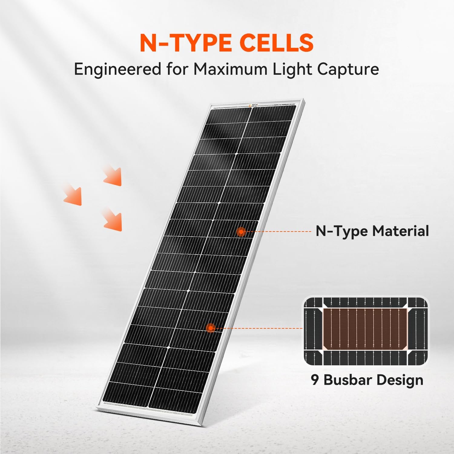 RICH SOLAR MEGA 100 Slim 100 Watt 12 Volt Monocrystalline Solar Panel for RV, Trailer, Motorhome