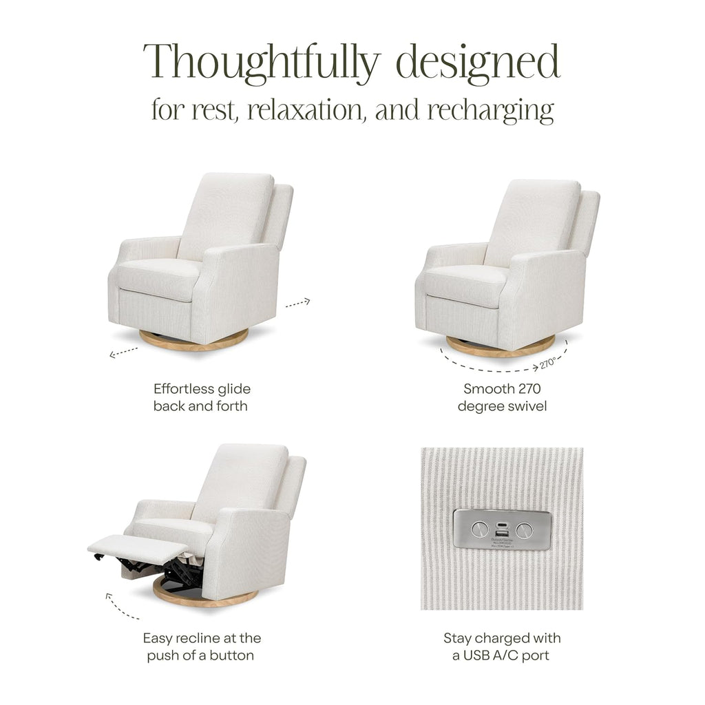 Namesake Crewe Glider Recliner Nursery Chair - GREENGUARD Gold & Certi-PUR US Certified Rocker Recliner - Glider Rocking Chair for Nursery & Living Room - Electronic, 270° Swivel, Fog Chatham