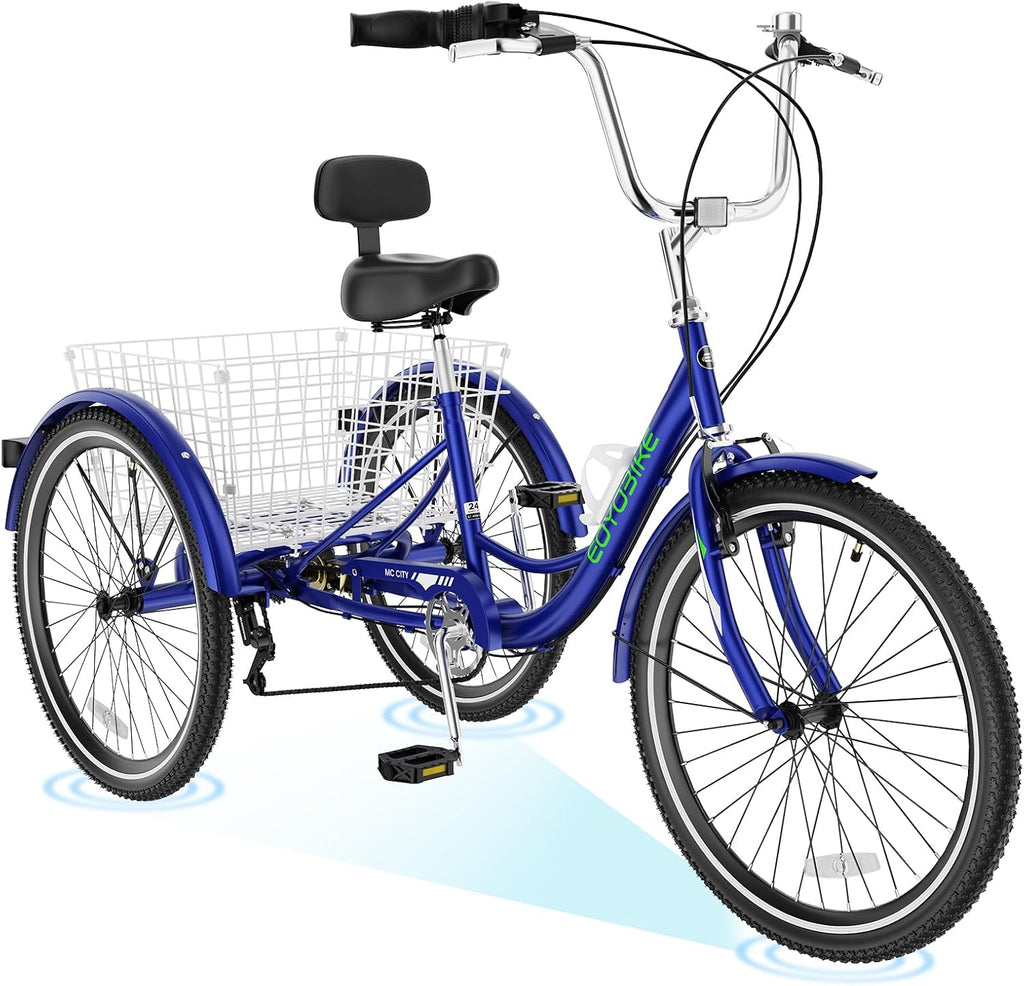 ABORON Adults Tricycle, 3 Wheels Bike for Adult, Tricycle for Adults, Double-Wall Wheel Rims, Tricycle for Women Men Exercise Outdoor Sports