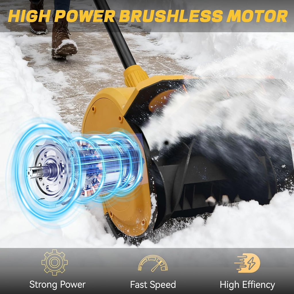 Cordless Snow Shovel Compatible with Dewalt 20V Max Battery, 11' Brushless Motor Electric Snow Shovel for Driveway Max 20' Throw Distance, Electric Snow Thrower for Patio Deck Driveway(Tool Only)