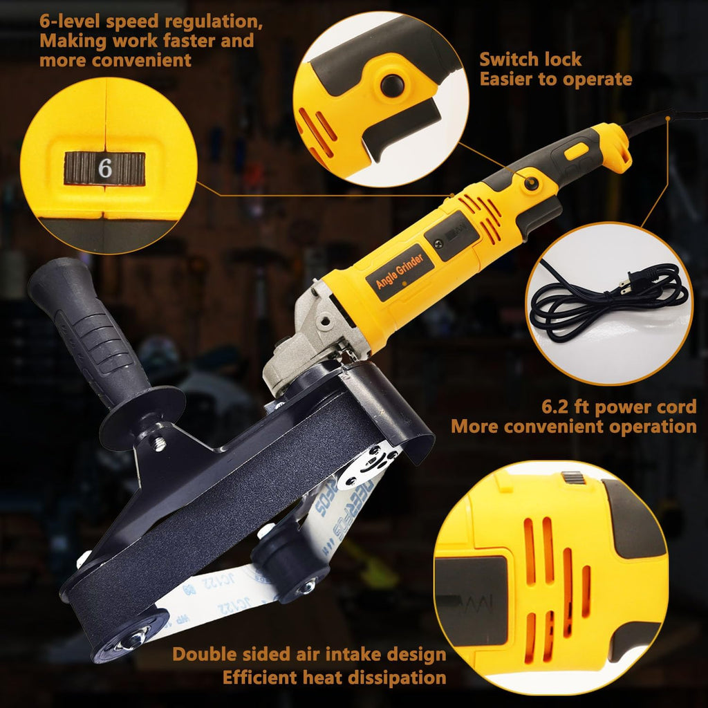 Pipe Tube Polisher Sander,1300W High-Power Industrial Grade Pipe Belt Sander with 6 Variable Speeds,Professional Polishing Tools for Grinding, Polishing,and Rust Removal(30Pcs Belts).