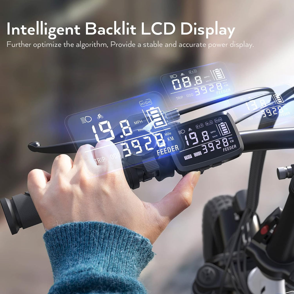 Vivi Gopina Electric Bike, 16' x 3.0 Fat Tire Electric Bike, Peak 500W Step Thru Electric Bicycle, 48V Removable Battery, Up to 40 Miles, LCD Display, 20mph, 7 Speed, SGS Certified to UL2849