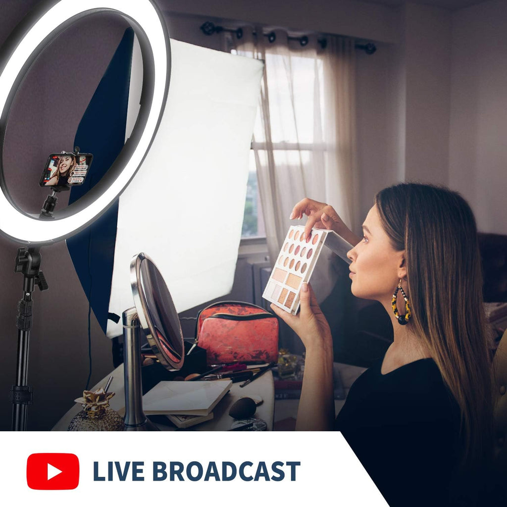 NEEWER 20 inch LED Ring Light Kit with Tripod Stand and Phone Holder Compatible with iPhone, Ringlight for Makeup YouTube Video Recording Selfie Studio Streaming Makeup Barber Lash Salon Lighting