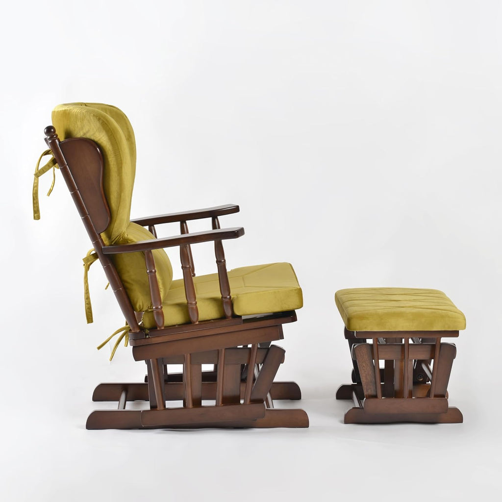 Comfort Deluxe Glider Chair and Ottoman Set (Greenish Yellow)