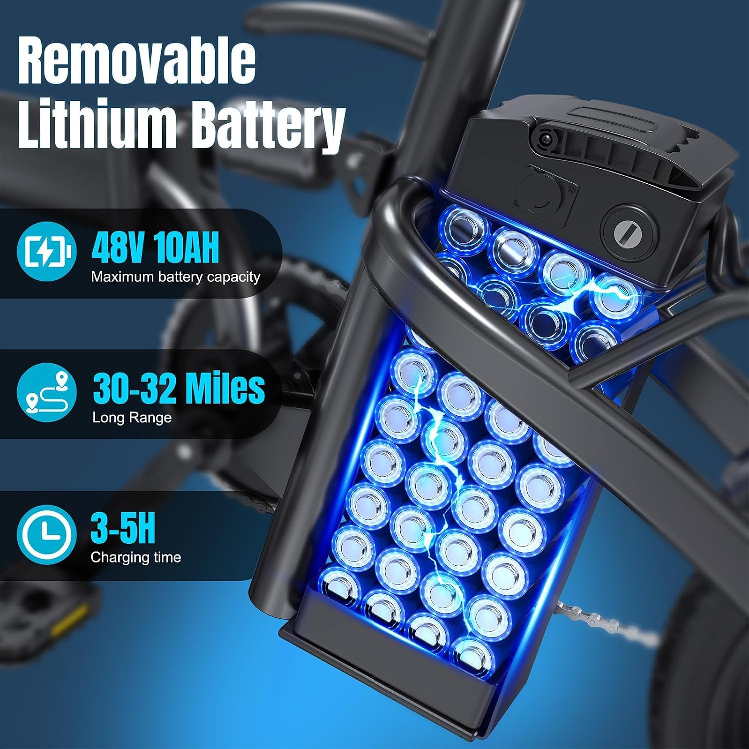 Electric Bike for Adults and Teens, 560W Motor 24MPH Compact Commuter Ebike, 48V 10Ah Battery, 32 Miles Range, 3 Shock Absorbers, 14' Mini Foldable Electric Bicycles with UL 2849 Certified