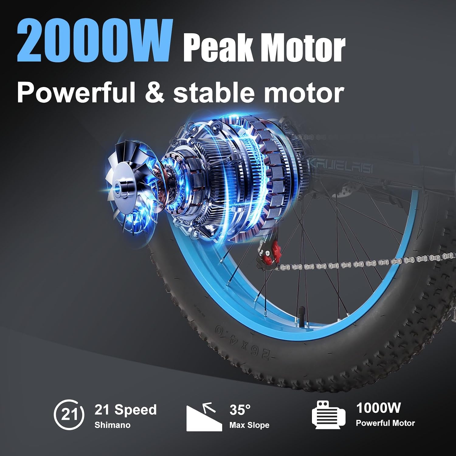 Electric Bike for Adults, 2000W Peak High Torque Motor, 48V 15Ah Removable Battery, 28MPH Max Speed, 26' Fat Tire, Dual Disc Brakes, Perfect for Mountain Hilly Commute & Outdoor Adventure