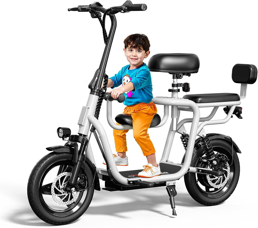 Adult Electric Scooter with Seat for Adults Power by 500W Motor, Electric Scooter Adults E Bike with 14' Pneumatic Tire and 20 Miles Range, Electric Bicycle for Women/Man Pro (Silver)